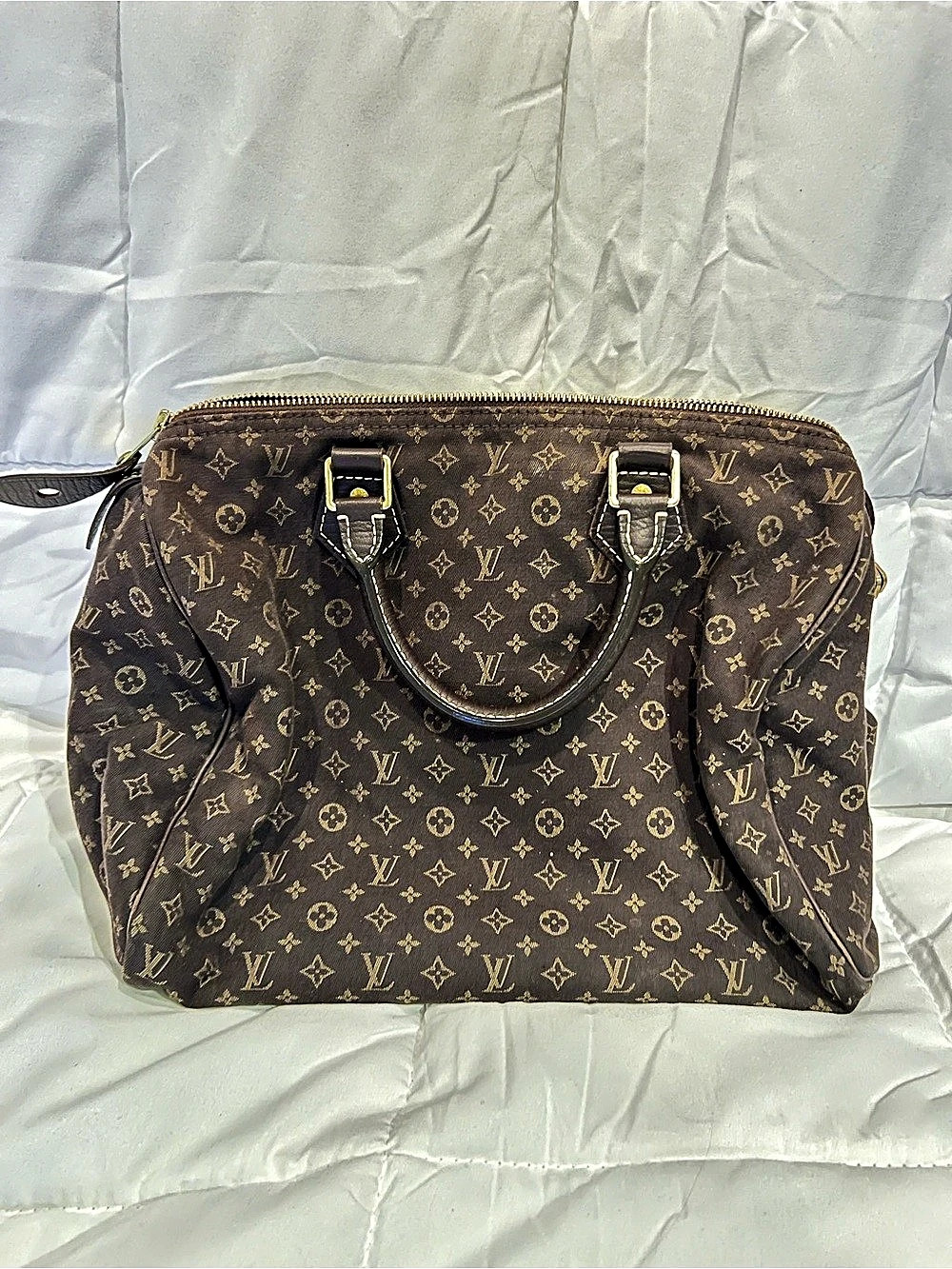Louis Vuitton Mini Lin Speedy 30 Satchel Brown